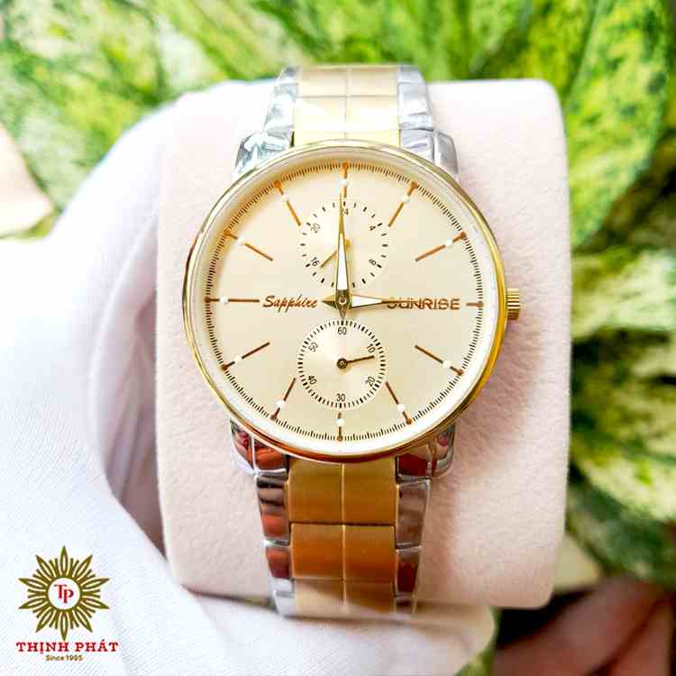 SUNRISE DM747SWB - NAM - DÂY KIM LOẠI - MÁY PIN (QUARTZ) - KÍNH SAPPHIRE - MẶT SỐ 39MM